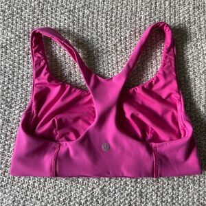 lululemon wunder under train racerback medium impact hot pink sports bra size 8